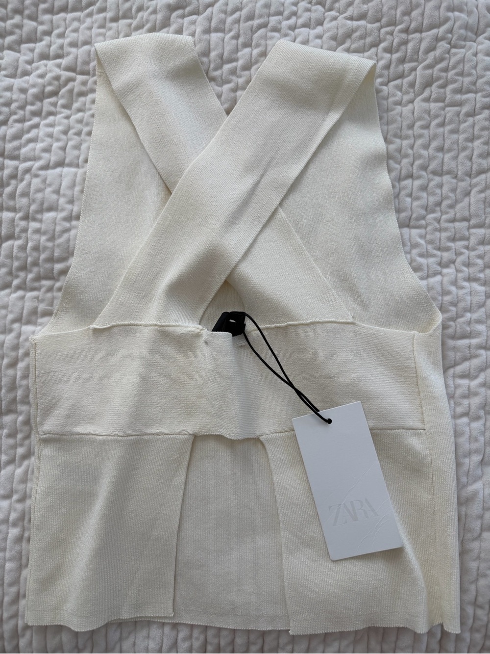 Zara Cream Ribbed Tank Top - Picture 3 of 3